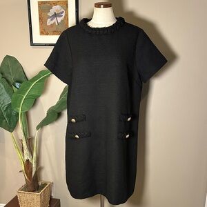Tuckernuck Black Short Sleeve Jackie dress in polyester tweed material
